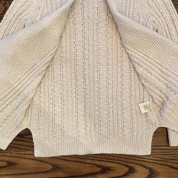 Anthropologie Cream Cotton Crochet Knit Open Front Cardigan - Picture 8 of 9